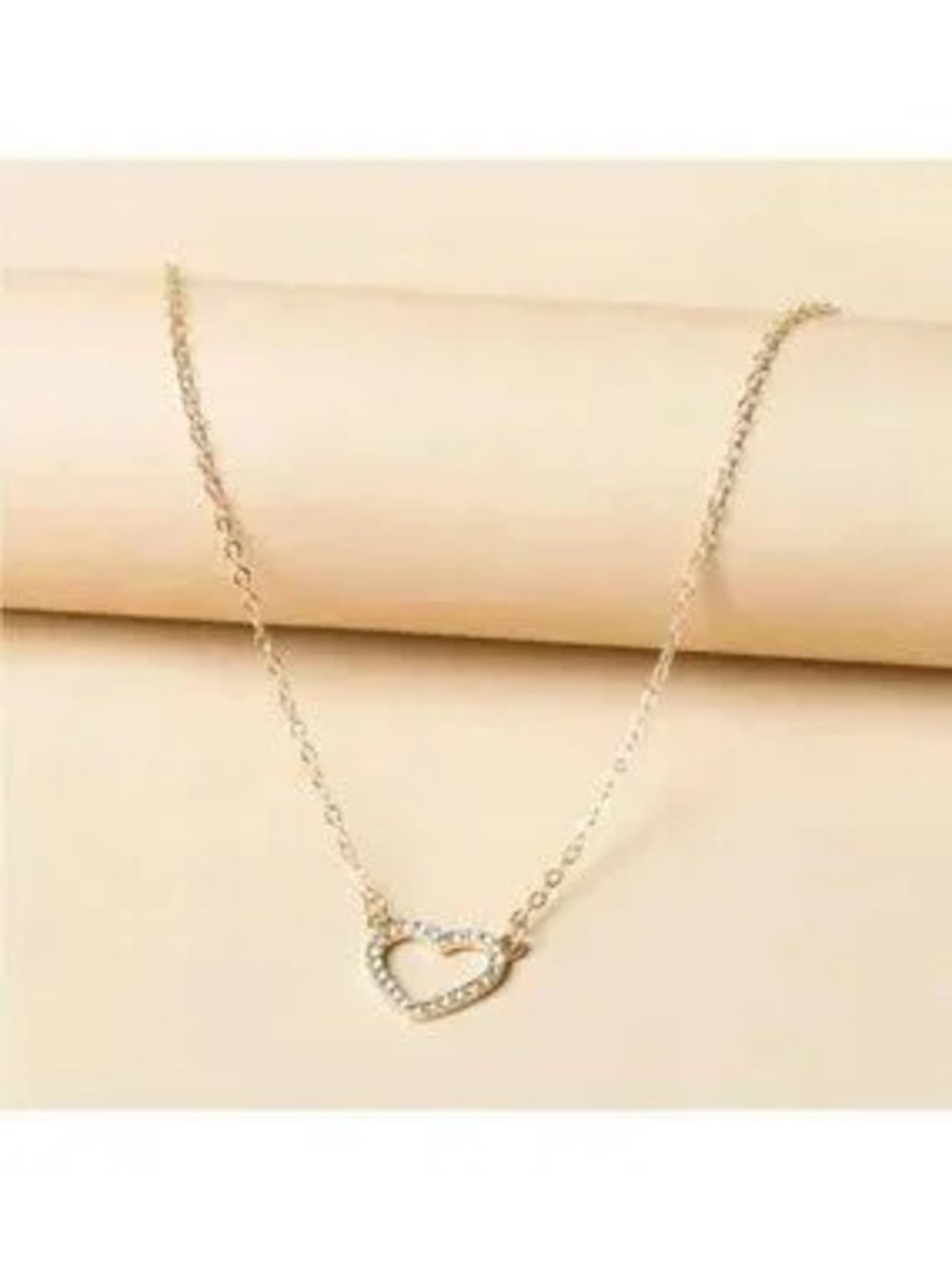 GOLD Heart Rhinestone Necklace - Picture 2 of 2